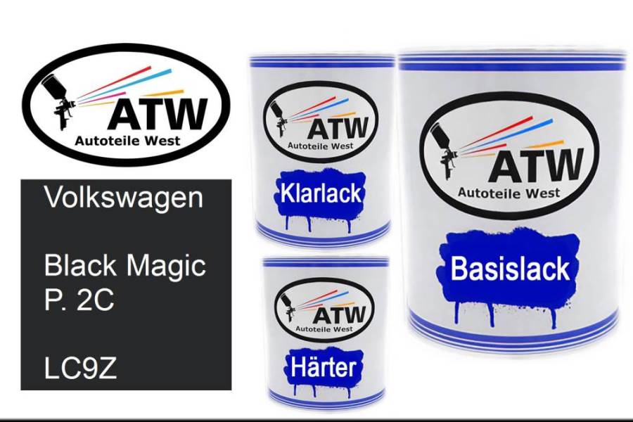 Volkswagen, Black Magic P. 2C, LC9Z: 1L Lackdose + 1L Klarlack + 500ml Härter - Set, von ATW Autoteile West.